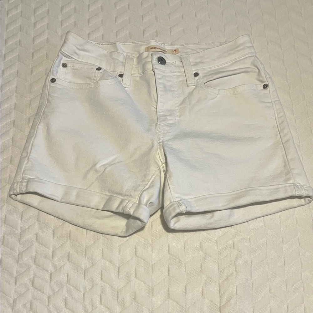 Levi's White Rolled-Hem Denim Shorts